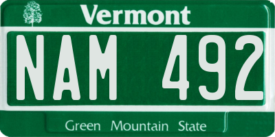 VT license plate NAM492