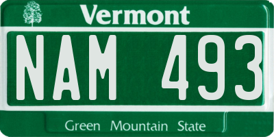 VT license plate NAM493