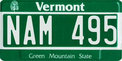 VT license plate NAM495