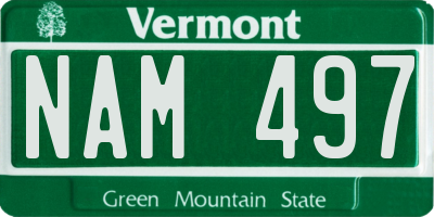VT license plate NAM497