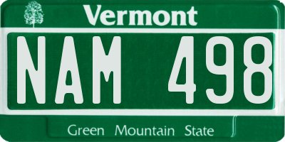 VT license plate NAM498