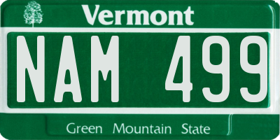 VT license plate NAM499