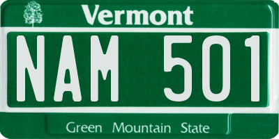 VT license plate NAM501