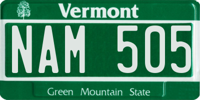 VT license plate NAM505