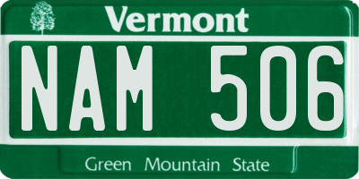 VT license plate NAM506