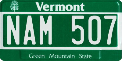 VT license plate NAM507