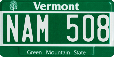 VT license plate NAM508