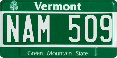 VT license plate NAM509
