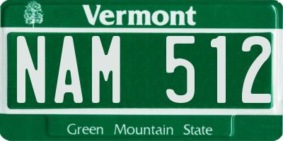 VT license plate NAM512