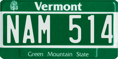VT license plate NAM514