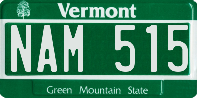 VT license plate NAM515