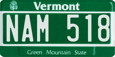 VT license plate NAM518