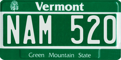 VT license plate NAM520