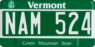 VT license plate NAM524