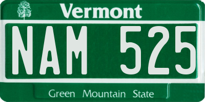 VT license plate NAM525