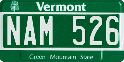 VT license plate NAM526