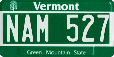 VT license plate NAM527