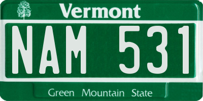 VT license plate NAM531