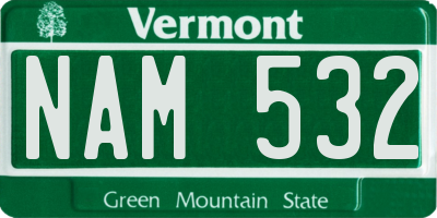 VT license plate NAM532