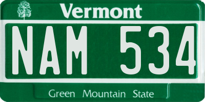 VT license plate NAM534