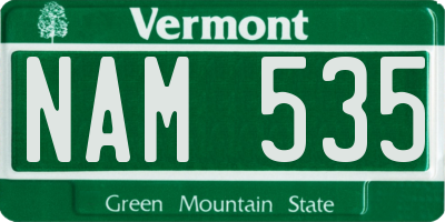 VT license plate NAM535