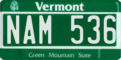 VT license plate NAM536