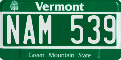 VT license plate NAM539