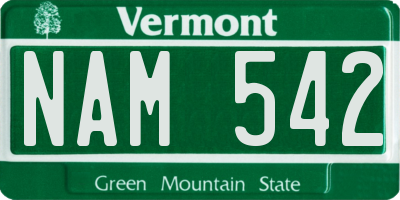 VT license plate NAM542
