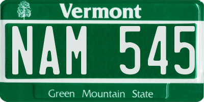 VT license plate NAM545