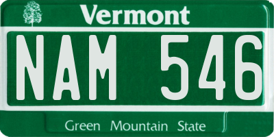 VT license plate NAM546