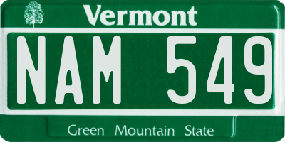 VT license plate NAM549