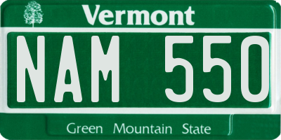 VT license plate NAM550