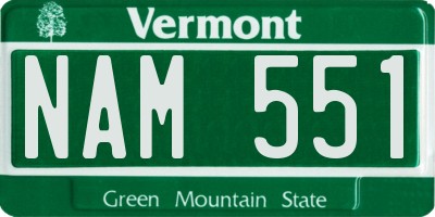 VT license plate NAM551