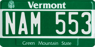VT license plate NAM553
