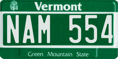 VT license plate NAM554