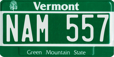 VT license plate NAM557