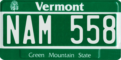 VT license plate NAM558