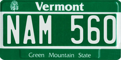 VT license plate NAM560