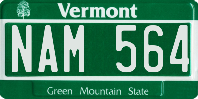 VT license plate NAM564