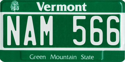 VT license plate NAM566