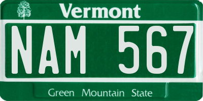 VT license plate NAM567