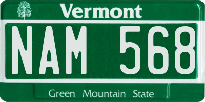 VT license plate NAM568