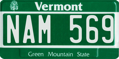 VT license plate NAM569