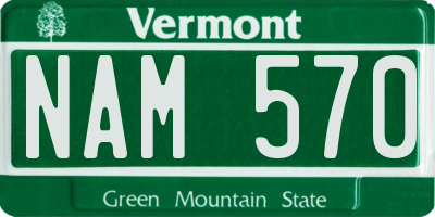 VT license plate NAM570