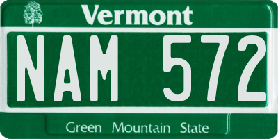 VT license plate NAM572