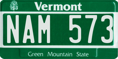 VT license plate NAM573