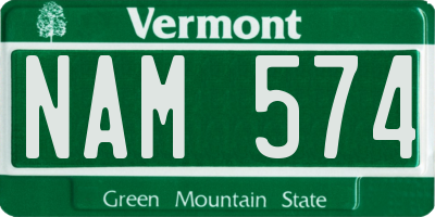 VT license plate NAM574