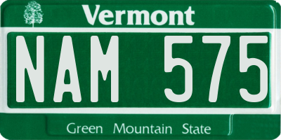 VT license plate NAM575