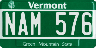 VT license plate NAM576