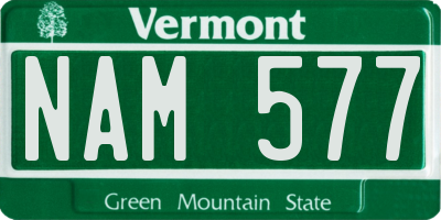 VT license plate NAM577